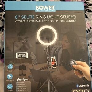 Bower White Selfie Ring Light Studio with Tripod and Phone Holder